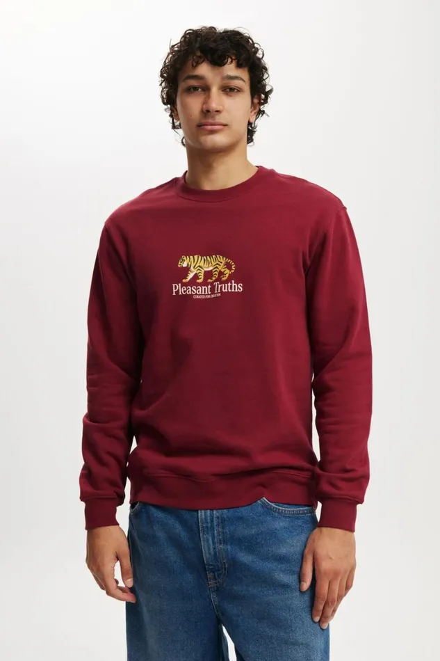 Cotton On Sweats and Hoodies Graphic Crew Fleece Crimson Plesant Truths 8211 Men