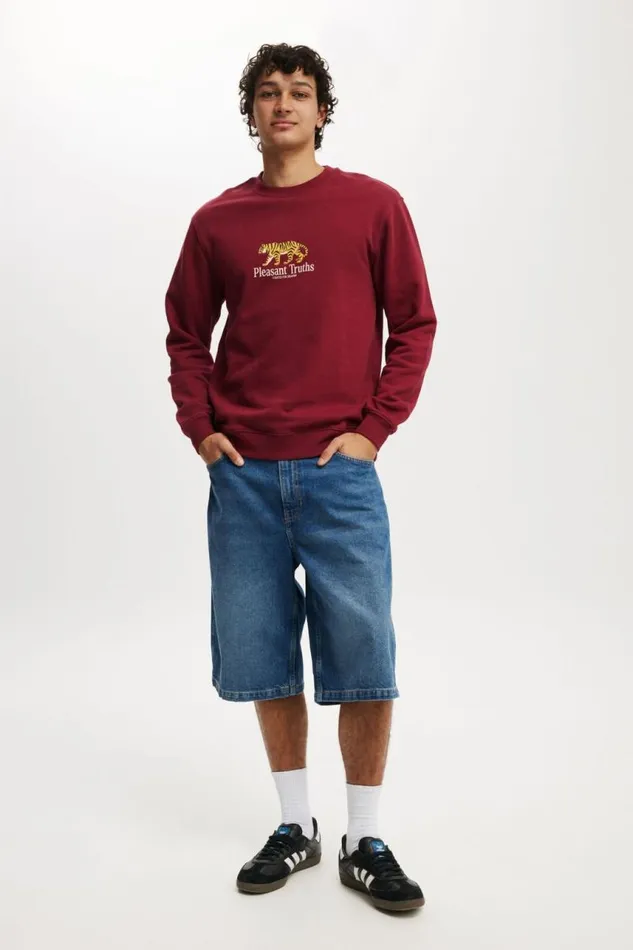 Cotton On Sweats and Hoodies Graphic Crew Fleece Crimson Plesant Truths 8211 Men Cotton On Sweats and Hoodies Graphic Crew Fleece Crimson Plesant Truths 8211 Men