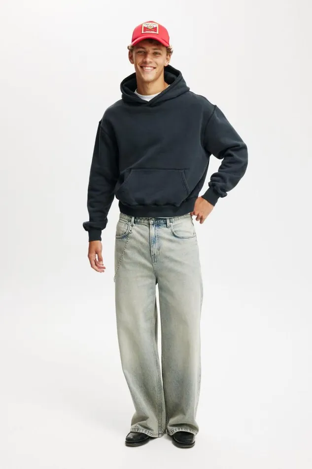 Cotton On Sweats and Hoodies Premium Cropped Fit Hoodie Washed Black 8211 Men Cotton On Sweats and Hoodies Premium Cropped Fit Hoodie Washed Black 8211 Men