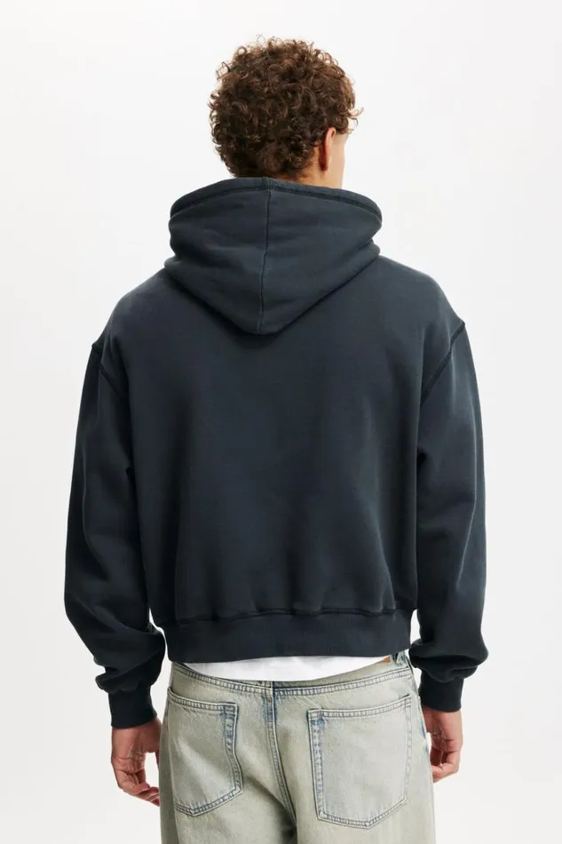 Cotton On Sweats and Hoodies Premium Cropped Fit Hoodie Washed Black 8211 Men Cotton On Sweats and Hoodies Premium Cropped Fit Hoodie Washed Black 8211 Men