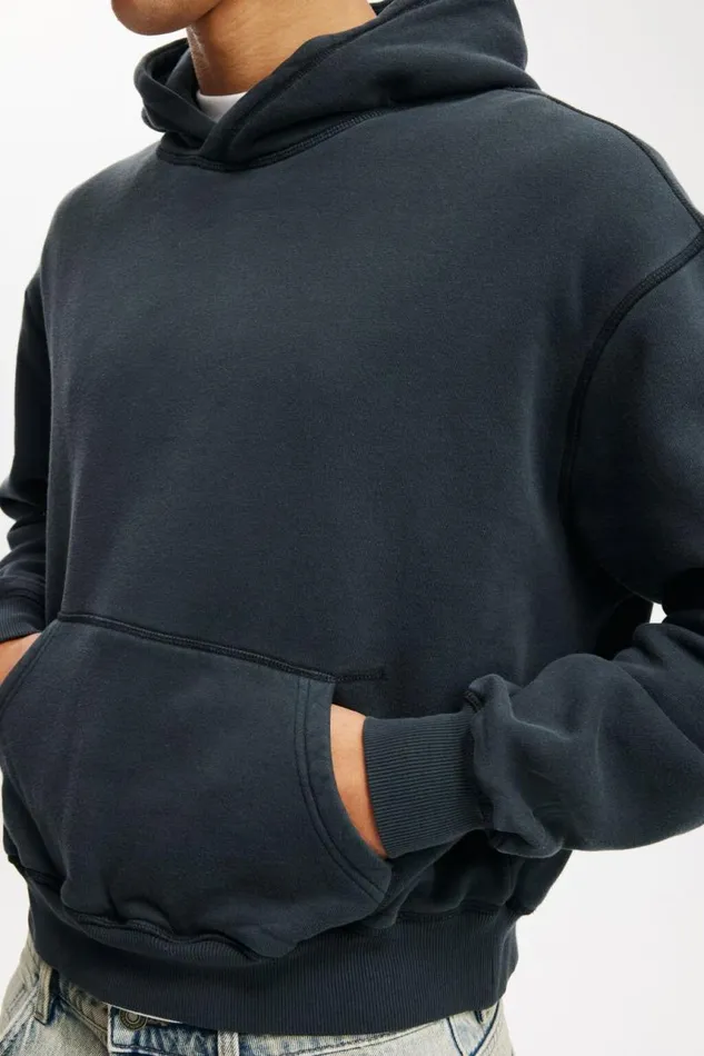 Cotton On Sweats and Hoodies Premium Cropped Fit Hoodie Washed Black 8211 Men Cotton On Sweats and Hoodies Premium Cropped Fit Hoodie Washed Black 8211 Men