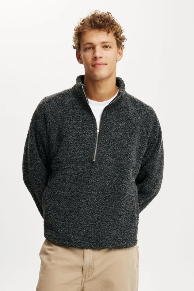 Cotton On Sweats and Hoodies Teddy 12 Zip Fleece Black 8211 Men
