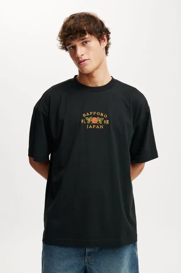 Cotton On Tees and Tanks Box Fit Graphic TShirt Blacksapporo 8211 Men
