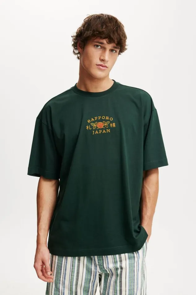 Cotton On Tees and Tanks Box Fit Graphic TShirt Pineneedle Greensapporo 8211 Men