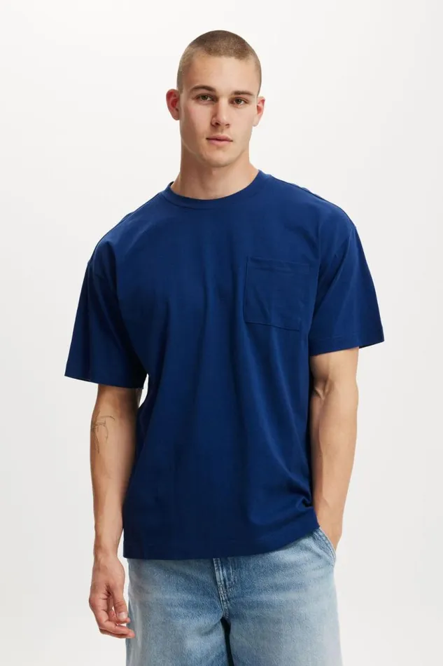 Cotton On Tees and Tanks Box Fit Pocket TShirt Limoges Blue 8211 Men