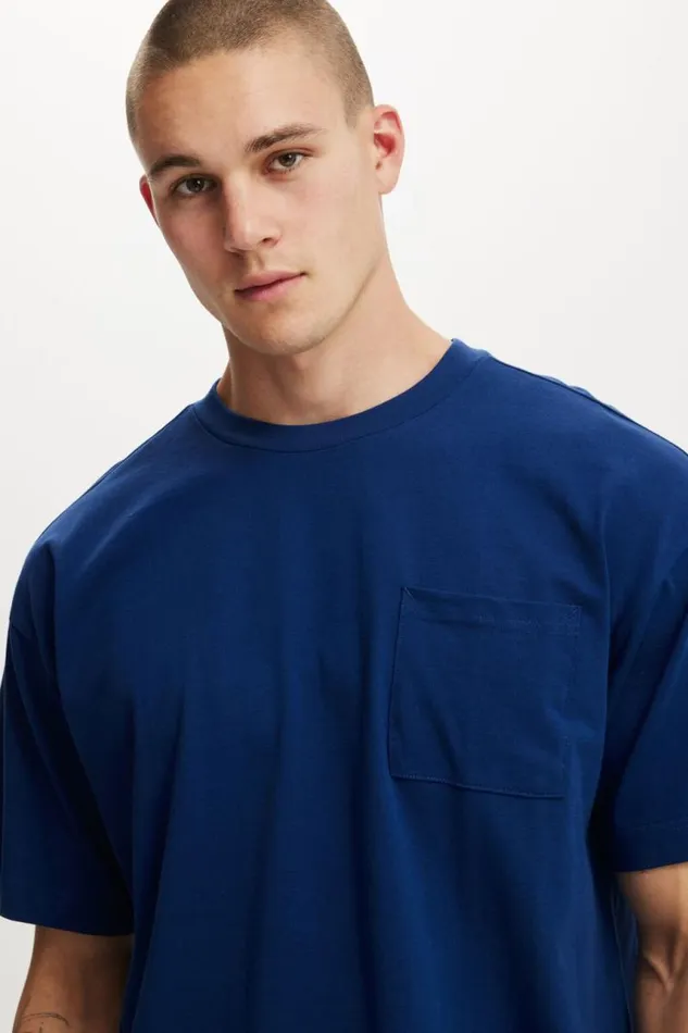 Cotton On Tees and Tanks Box Fit Pocket TShirt Limoges Blue 8211 Men Cotton On Tees and Tanks Box Fit Pocket TShirt Limoges Blue 8211 Men