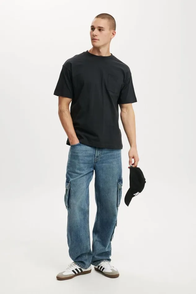 Cotton On Tees and Tanks Box Fit Pocket TShirt Washed Black 8211 Men Cotton On Tees and Tanks Box Fit Pocket TShirt Washed Black 8211 Men