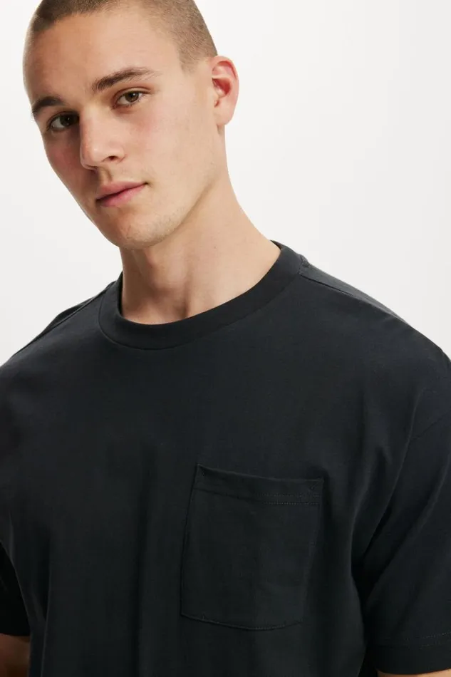 Cotton On Tees and Tanks Box Fit Pocket TShirt Washed Black 8211 Men Cotton On Tees and Tanks Box Fit Pocket TShirt Washed Black 8211 Men