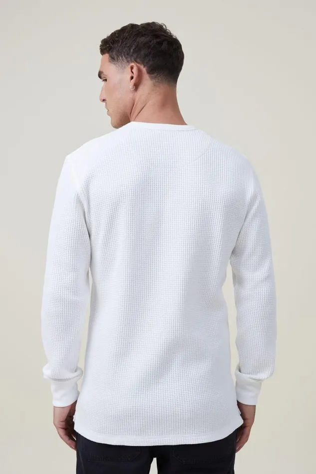 Cotton On Tees and Tanks Chunky Waffle Long Sleeve Tshirt White Waffle 8211 Men Cotton On Tees and Tanks Chunky Waffle Long Sleeve Tshirt White Waffle 8211 Men