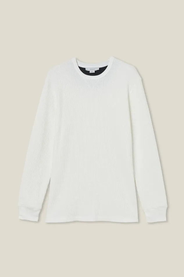 Cotton On Tees and Tanks Chunky Waffle Long Sleeve Tshirt White Waffle 8211 Men Cotton On Tees and Tanks Chunky Waffle Long Sleeve Tshirt White Waffle 8211 Men