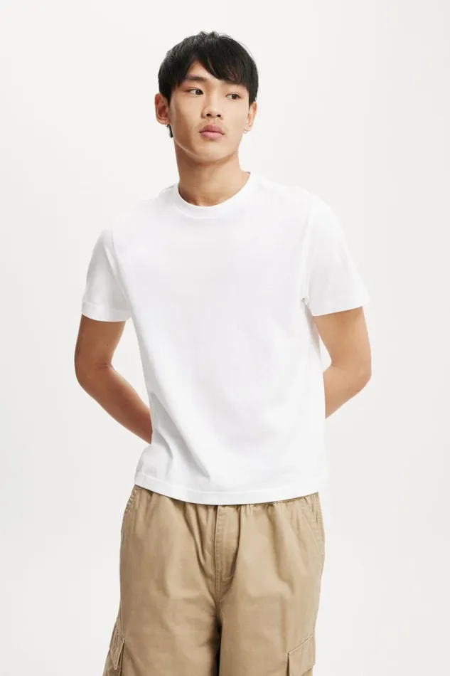 Cotton On Tees and Tanks Cropped Regular Fit TShirt White 8211 Men