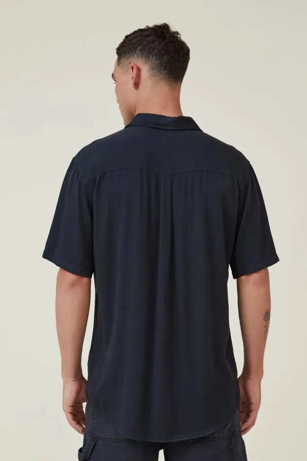 Cotton On Tees and Tanks Cuban Short Sleeve Shirt Washed Black 8211 Men Cotton On Tees and Tanks Cuban Short Sleeve Shirt Washed Black 8211 Men