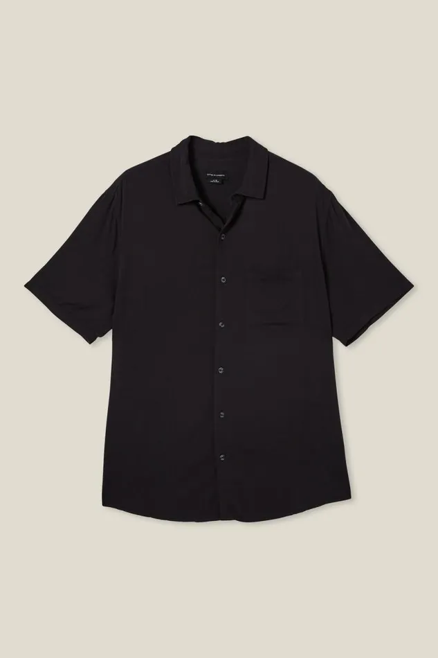 Cotton On Tees and Tanks Cuban Short Sleeve Shirt Washed Black 8211 Men Cotton On Tees and Tanks Cuban Short Sleeve Shirt Washed Black 8211 Men