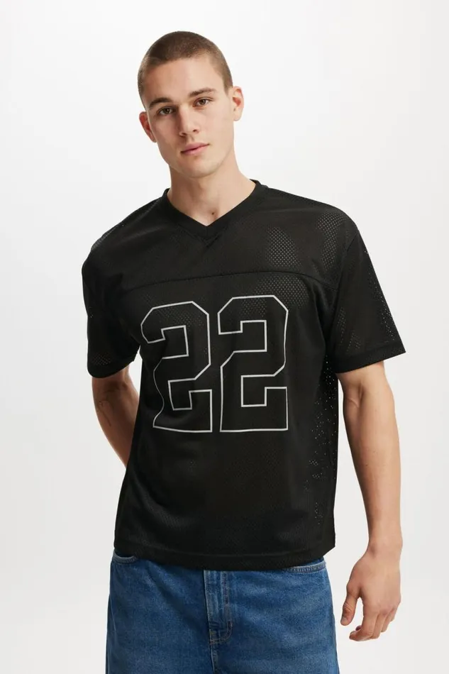 Cotton On Tees and Tanks Football Jersey Blacktonal 22 8211 Men