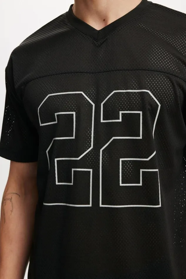 Cotton On Tees and Tanks Football Jersey Blacktonal 22 8211 Men Cotton On Tees and Tanks Football Jersey Blacktonal 22 8211 Men