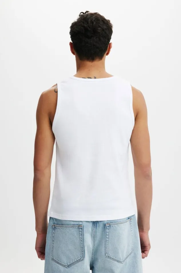 Cotton On Tees and Tanks Graphic Rib Tank White New York City Script 8211 Men Cotton On Tees and Tanks Graphic Rib Tank White New York City Script 8211 Men