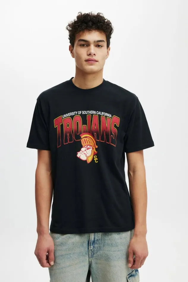 Cotton On Tees and Tanks License Loose Fit College TShirt Lcn Usc Blacktrojans 8211 Fade 8211 Men