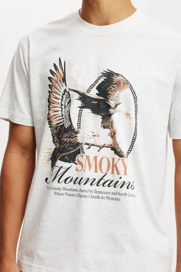 Cotton On Tees and Tanks Loose Fit Art TShirt White Marlesmokey Mountains 8211 Men Cotton On Tees and Tanks Loose Fit Art TShirt White Marlesmokey Mountains 8211 Men