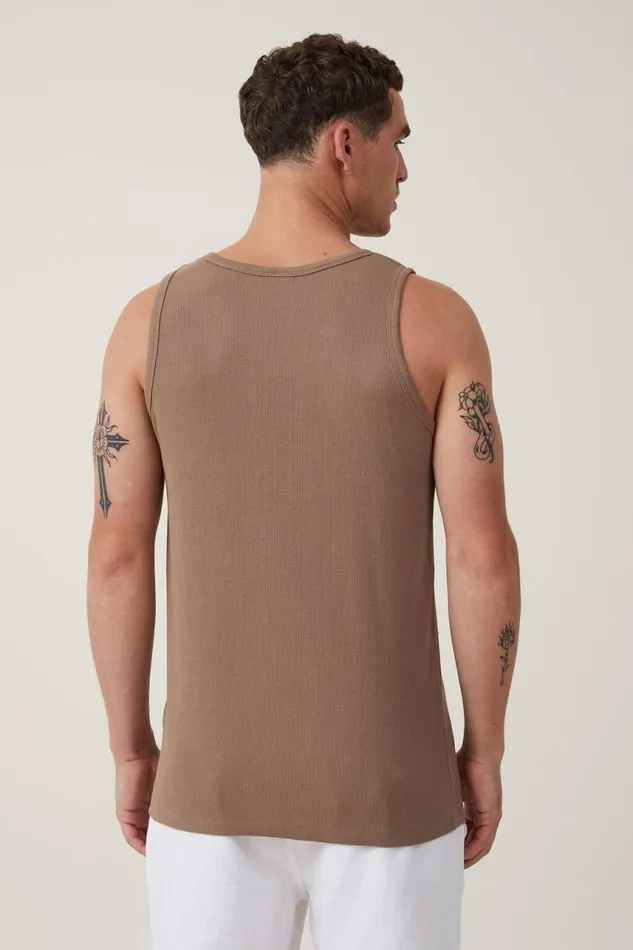 Cotton On Tees and Tanks Loose Fit Rib Tank Coffee 8211 Men Cotton On Tees and Tanks Loose Fit Rib Tank Coffee 8211 Men