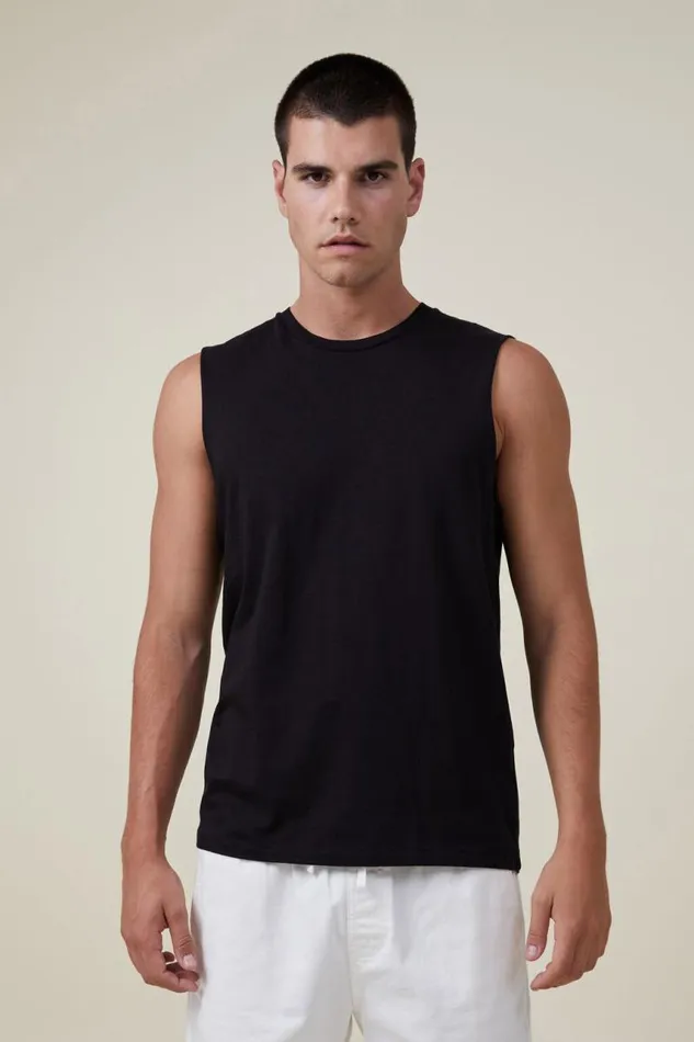 Cotton On Tees and Tanks Organic Muscle Black 8211 Men