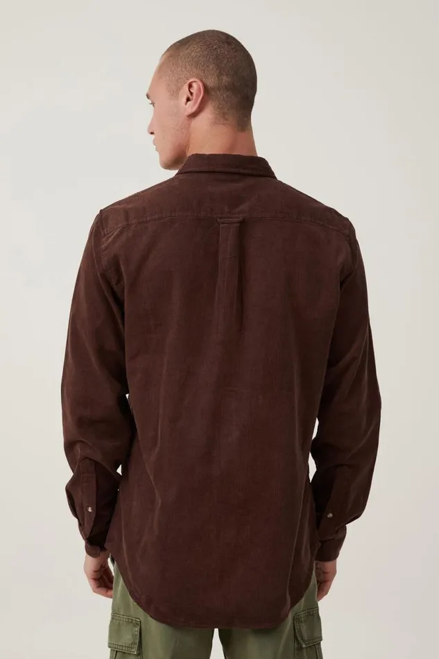 Cotton On Tees and Tanks Portland Long Sleeve Shirt Washed Chocolate Cord 8211 Men Cotton On Tees and Tanks Portland Long Sleeve Shirt Washed Chocolate Cord 8211 Men