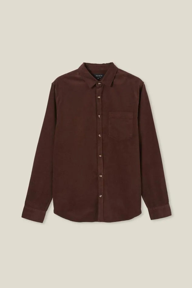 Cotton On Tees and Tanks Portland Long Sleeve Shirt Washed Chocolate Cord 8211 Men Cotton On Tees and Tanks Portland Long Sleeve Shirt Washed Chocolate Cord 8211 Men