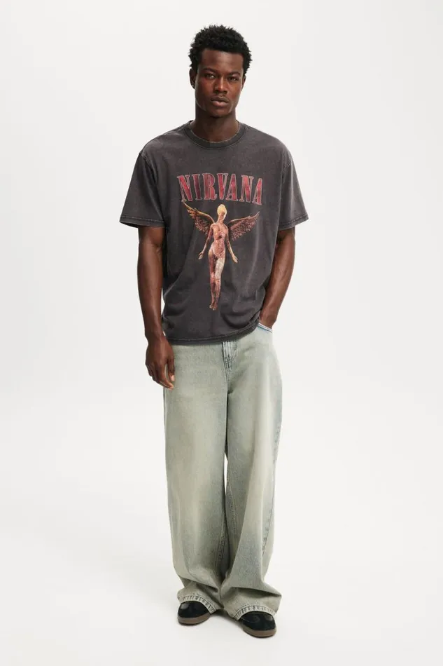 Cotton On Tees and Tanks Premium Loose Fit Music TShirt Lcn Mt Washed Blacknirvana 8211 In Utero 8211 Men Cotton On Tees and Tanks Premium Loose Fit Music TShirt Lcn Mt Washed Blacknirvana 8211 In Utero 8211 Men