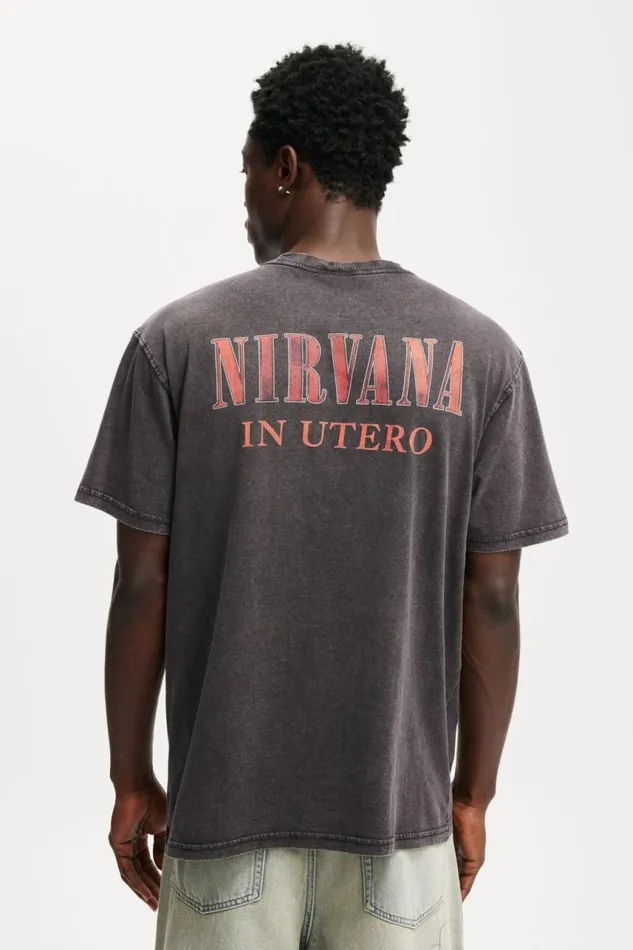 Cotton On Tees and Tanks Premium Loose Fit Music TShirt Lcn Mt Washed Blacknirvana 8211 In Utero 8211 Men Cotton On Tees and Tanks Premium Loose Fit Music TShirt Lcn Mt Washed Blacknirvana 8211 In Utero 8211 Men