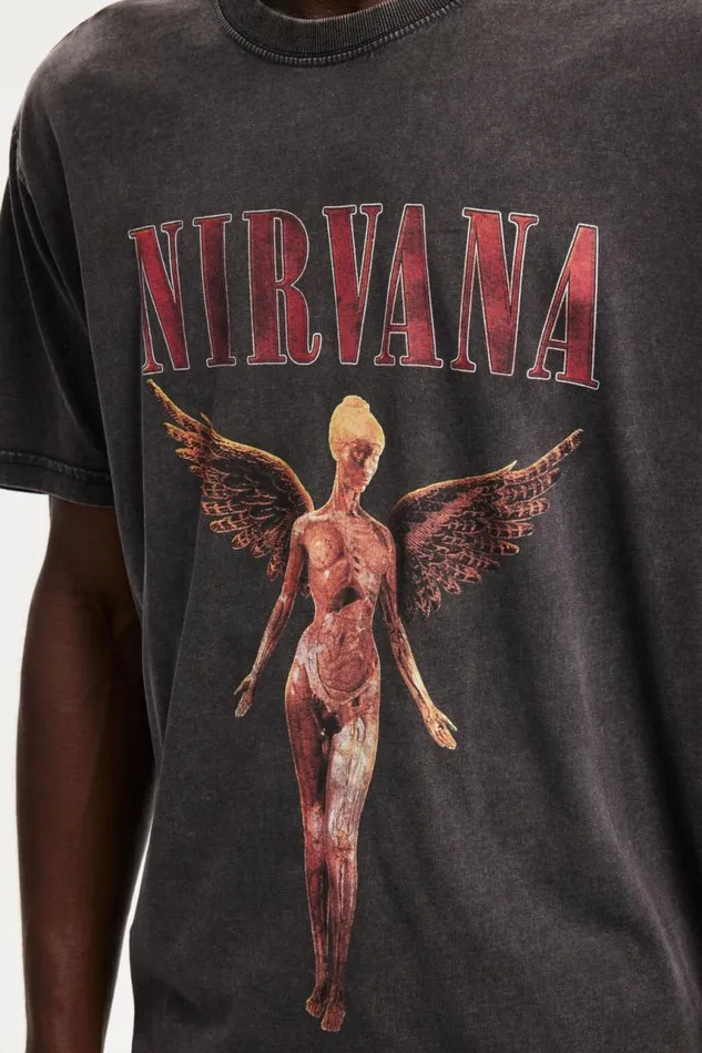 Cotton On Tees and Tanks Premium Loose Fit Music TShirt Lcn Mt Washed Blacknirvana 8211 In Utero 8211 Men Cotton On Tees and Tanks Premium Loose Fit Music TShirt Lcn Mt Washed Blacknirvana 8211 In Utero 8211 Men