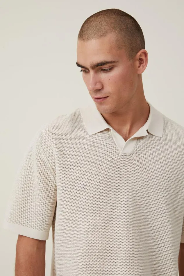 Cotton On Tees and Tanks Resort Short Sleeve Polo Bone 8211 Men Cotton On Tees and Tanks Resort Short Sleeve Polo Bone 8211 Men