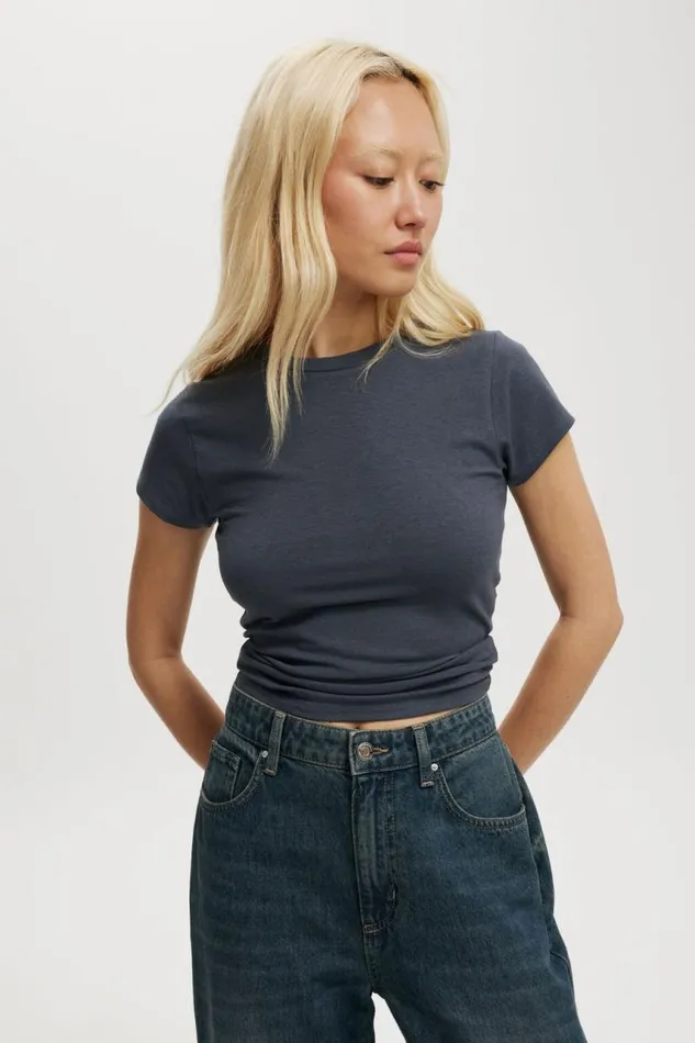 Cotton On Tops All Day Crew Tee Blue Slate 8211 Women