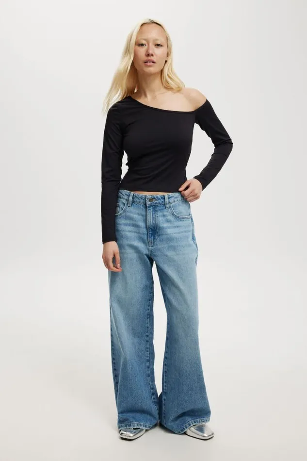 Cotton On Tops Blair Open Back Long Sleeve Top Black 8211 Women
