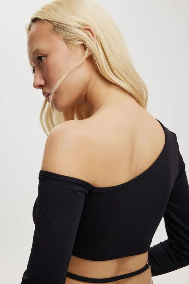 Cotton On Tops Blair Open Back Long Sleeve Top Black 8211 Women