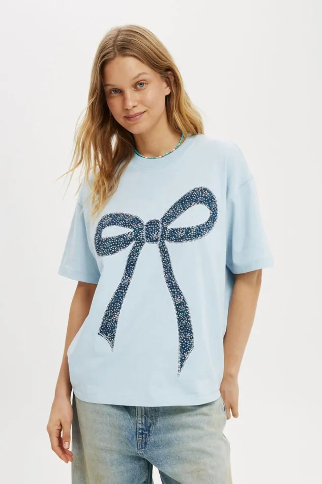 Cotton On Tops Boxy Tee Made With Liberty Fabric GraphicTrims Copper Dance B Bow Antarctic Blue 8211 Women Cotton On Tops Boxy Tee Made With Liberty Fabric GraphicTrims Copper Dance B Bow Antarctic Blue 8211 Women