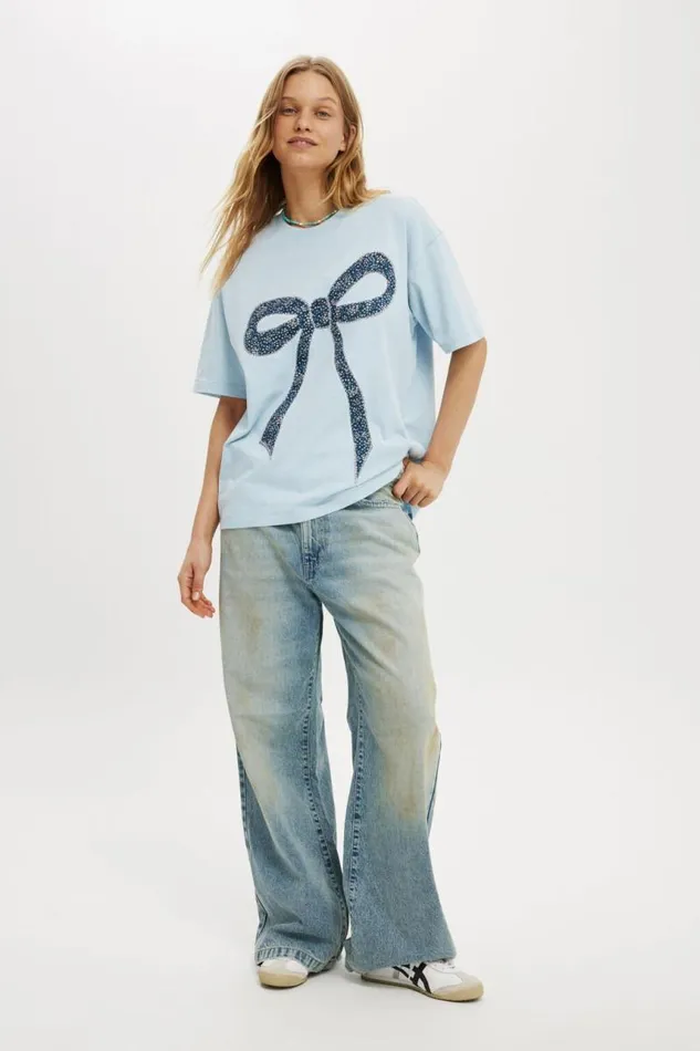Cotton On Tops Boxy Tee Made With Liberty Fabric GraphicTrims Copper Dance B Bow Antarctic Blue 8211 Women Cotton On Tops Boxy Tee Made With Liberty Fabric GraphicTrims Copper Dance B Bow Antarctic Blue 8211 Women