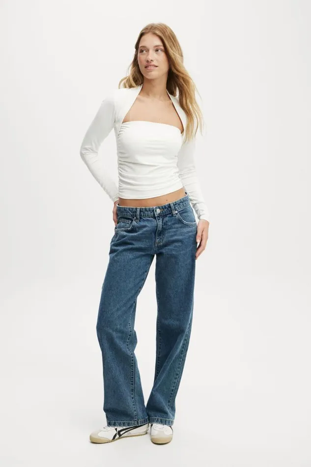 Cotton On Tops Ever Smooth Rouched Long Sleeve Top Vintage White 8211 Women