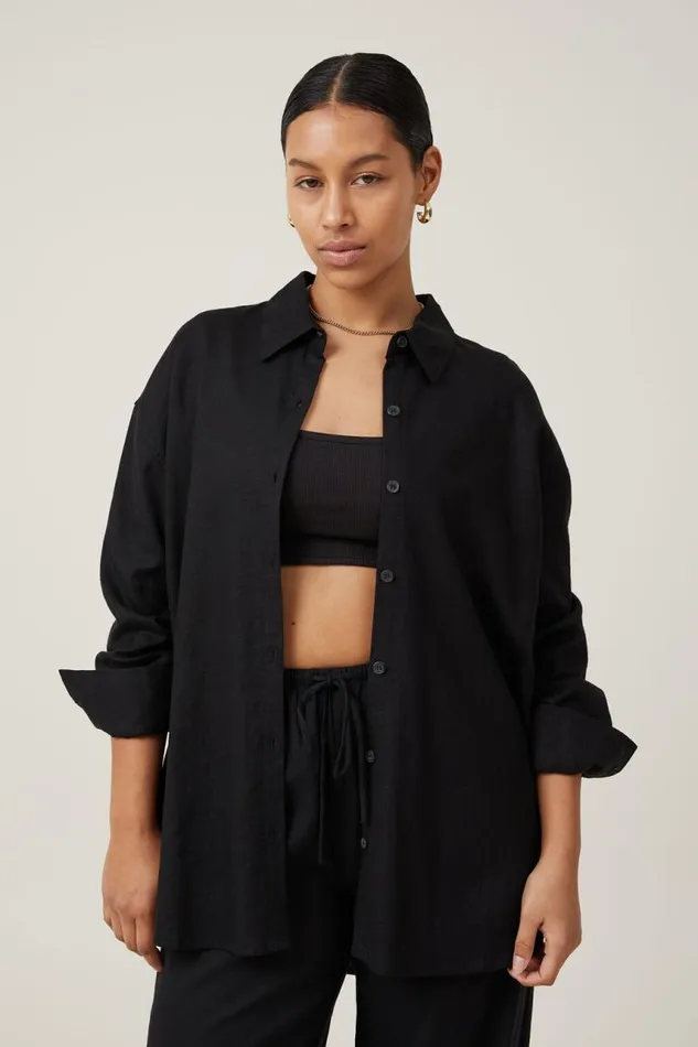 Cotton On Tops Haven Long Sleeve Shirt Black 8211 Women