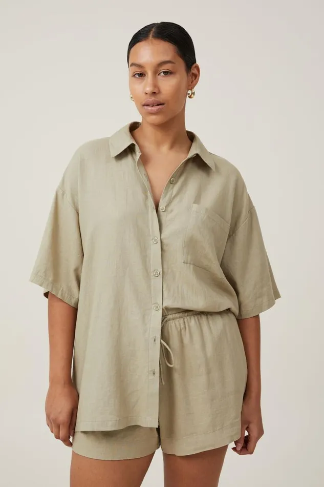 Cotton On Tops Haven Short Sleeve Shirt Desert Sage 8211 Women