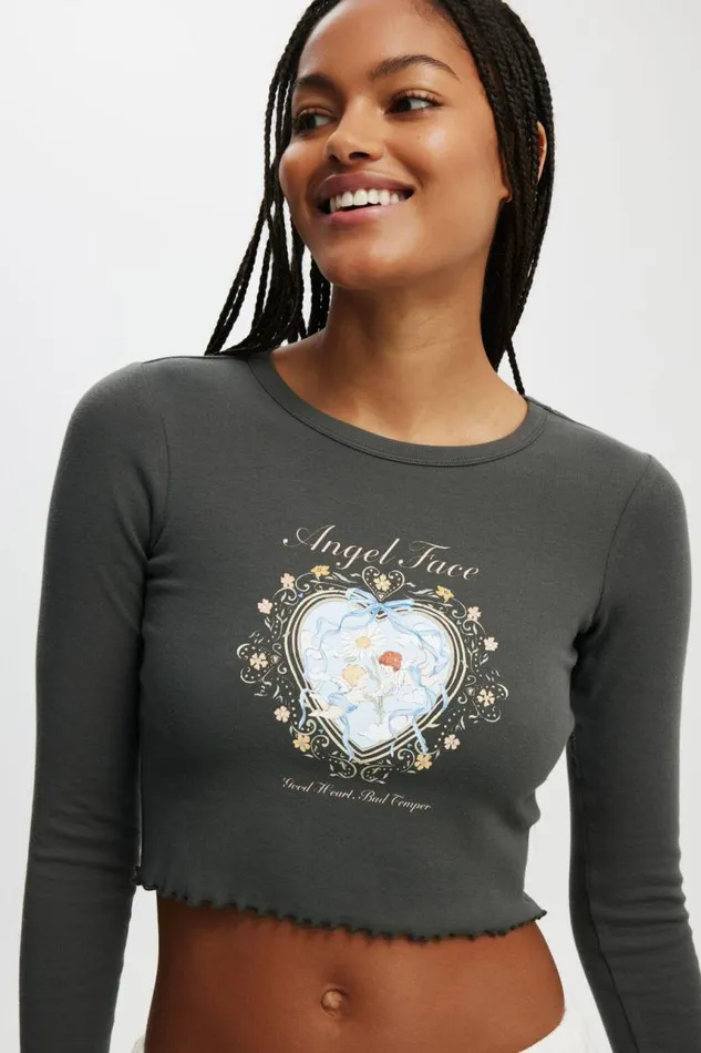 Cotton On Tops Longlseeve Lettuce Graphic Tee Angel Face Graphite 8211 Women Cotton On Tops Longlseeve Lettuce Graphic Tee Angel Face Graphite 8211 Women