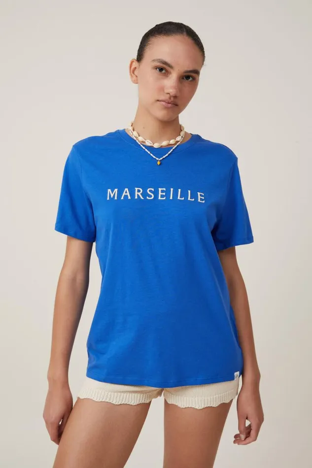 Cotton On Tops Regular Fit Graphic Tee Marseille Pacific Blue 8211 Women