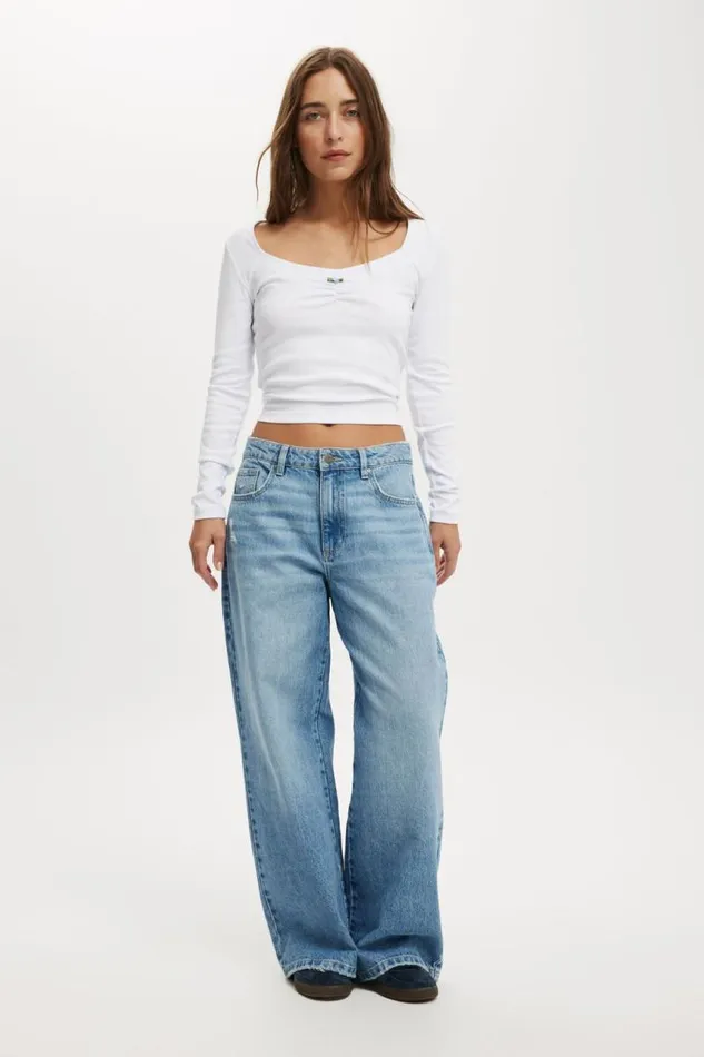 Cotton On Tops Sarah Rosette Square Neck Long Sleeve White 8211 Women
