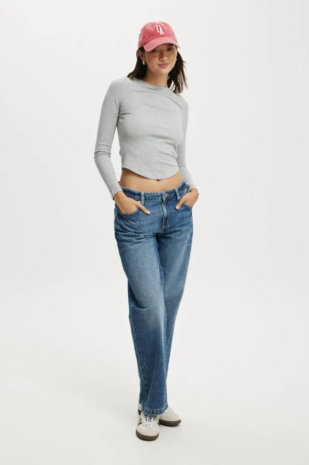 Cotton On Tops Sasha Pointelle Low Back Long Sleeve Top Grey Marle 8211 Women Cotton On Tops Sasha Pointelle Low Back Long Sleeve Top Grey Marle 8211 Women