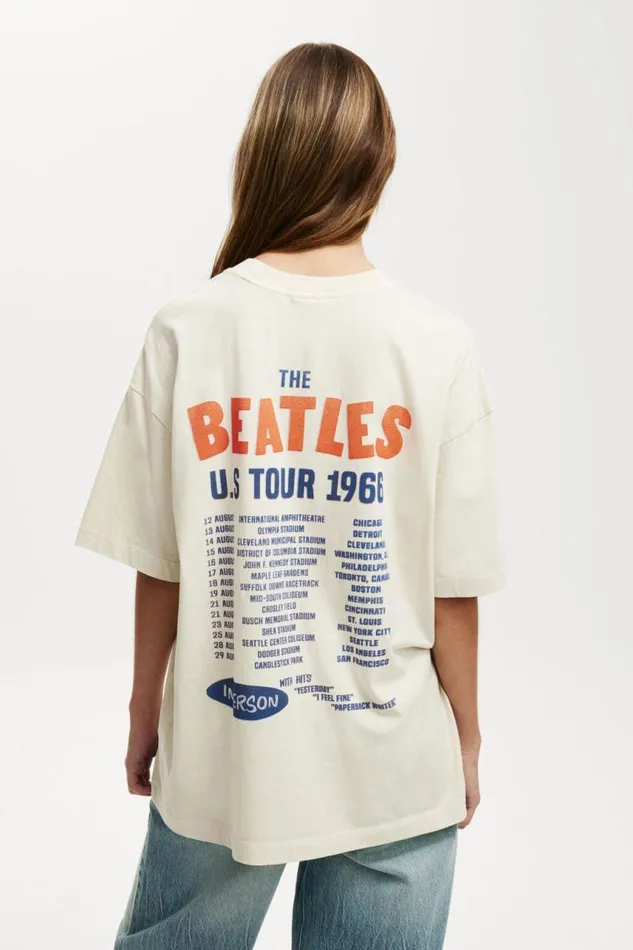 Cotton On Tops The Lcn Music Boxy Graphic Tee Lcn App The Beatles Us Tour 1966 Stone 8211 Women