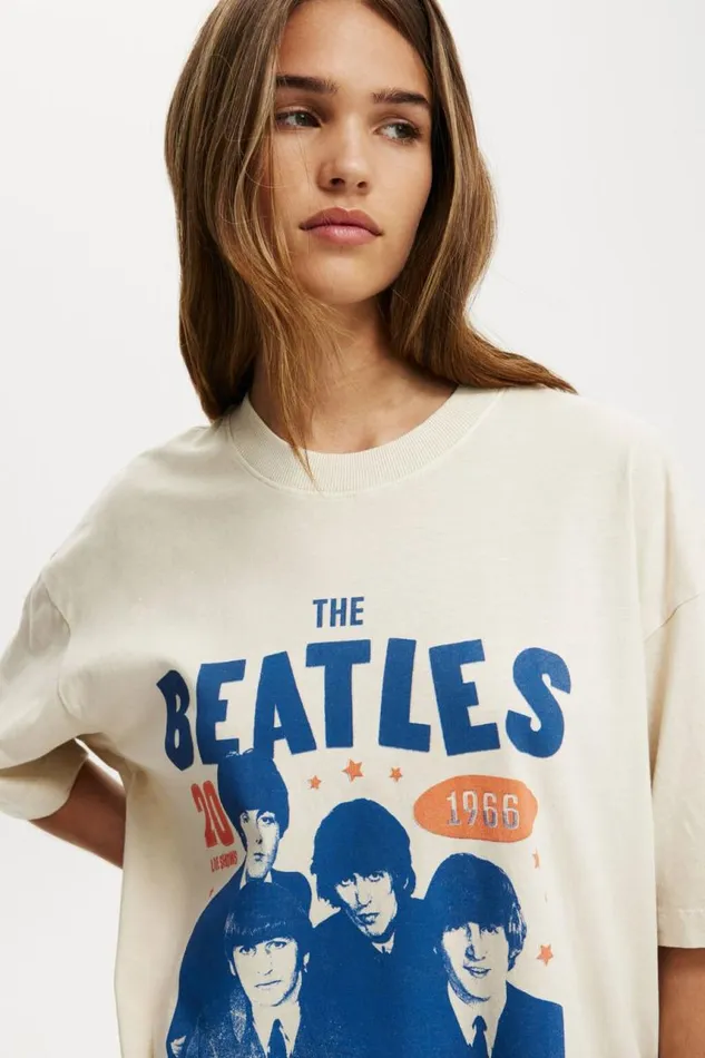 Cotton On Tops The Lcn Music Boxy Graphic Tee Lcn App The Beatles Us Tour 1966 Stone 8211 Women