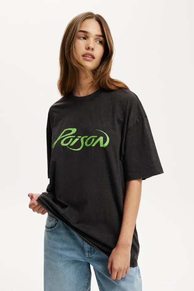 Cotton On Tops The Lcn Music Boxy Graphic Tee Lcn Br Poisonwashed Black 8211 Women