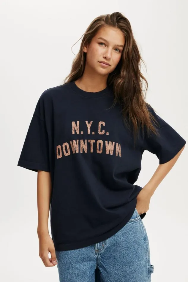 Cotton On Tops The Premium Boxy Graphic Tee Nyc Downtown Total Eclipse 8211 Women