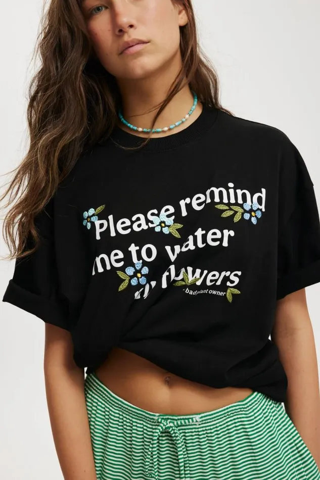 Cotton On Tops The Premium Boxy Graphic Tee Water My Flowers Black 8211 Women Cotton On Tops The Premium Boxy Graphic Tee Water My Flowers Black 8211 Women