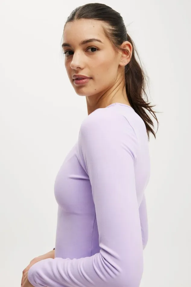 Cotton On Tops Ultra Soft Fitted Long Sleeve Top Purple Rose 8211 Women Cotton On Tops Ultra Soft Fitted Long Sleeve Top Purple Rose 8211 Women