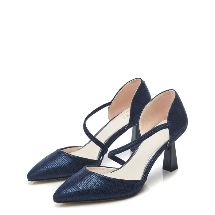 Court Shoes Women Moda In Pelle Camariya Navy Lizard