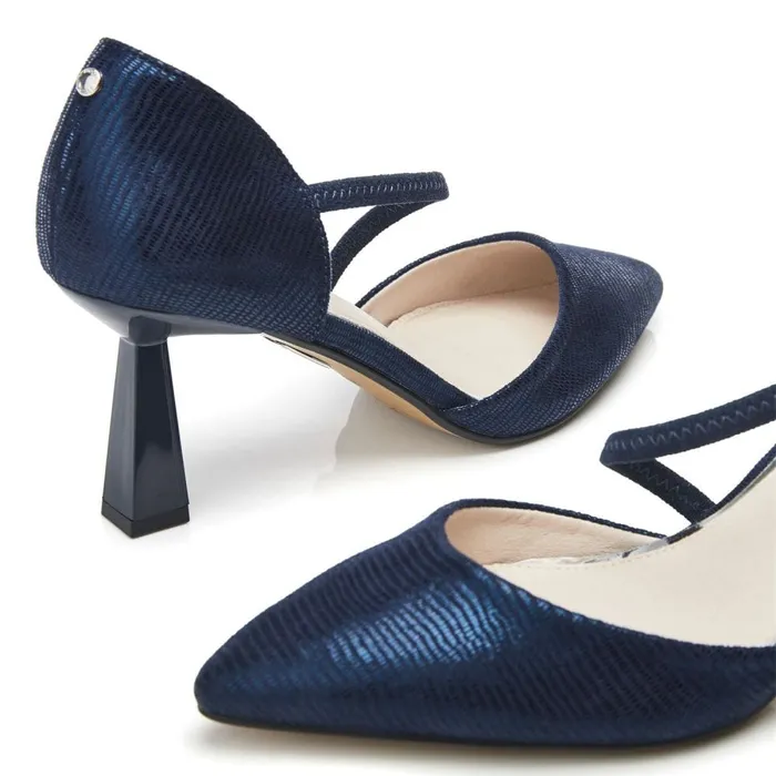 Court Shoes Women Moda In Pelle Camariya Navy Lizard